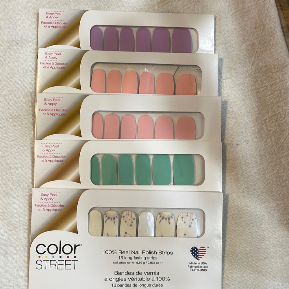 5 sets! Retired Color Street nail polish strips! Pinks and lavender $ 60 retail